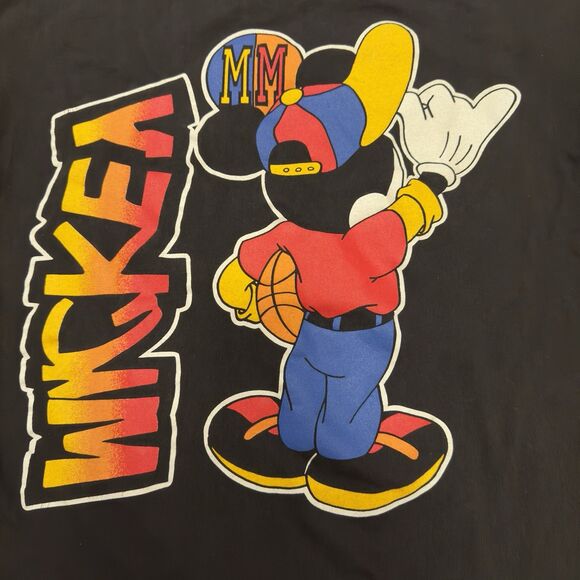 Vintage 90s Disney Mickey Shirt single stitch T-Shirt Hip Hop sz M Double Sided - Picture 9 of 10